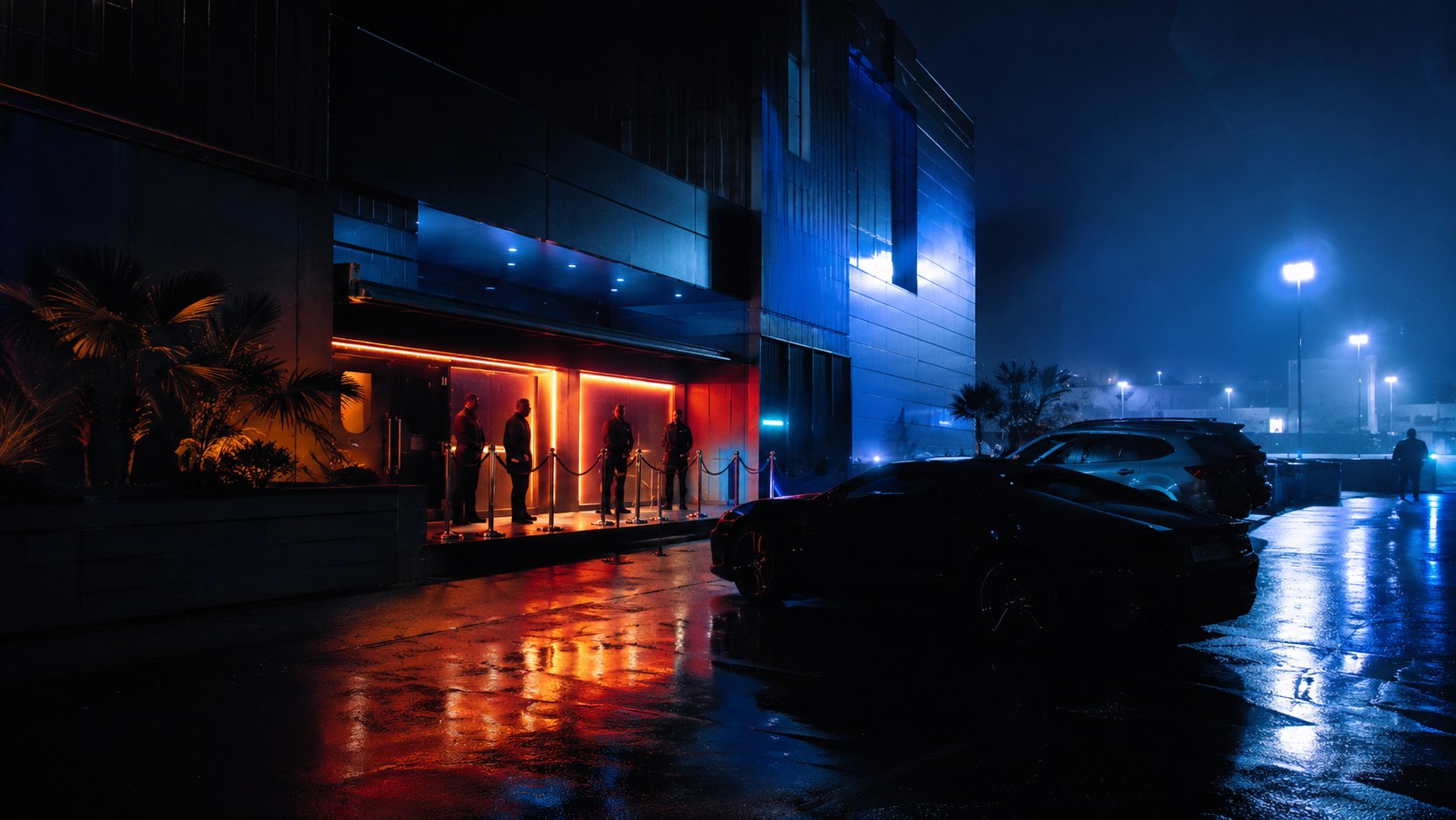 Parking de discothèque de nuit - illustration