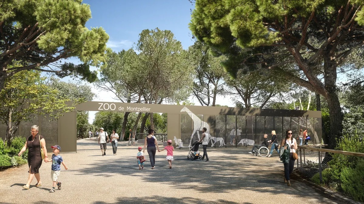 Vue de la future entrée du zoo de Lunaret à Montpellier après rénovation