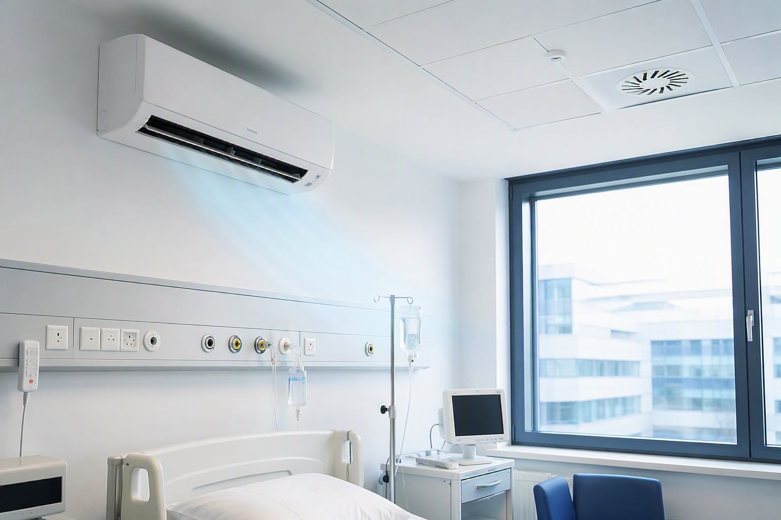 Climatiseur installé dans une chambre d'hôpital