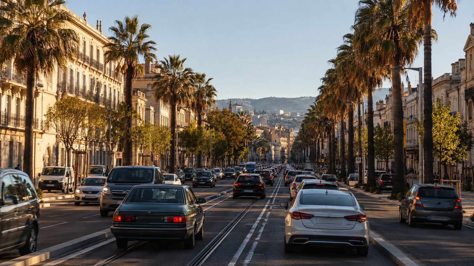 Circulation automobile sur une avenue de Montpellier, périmètre de la zone à faibles émissions