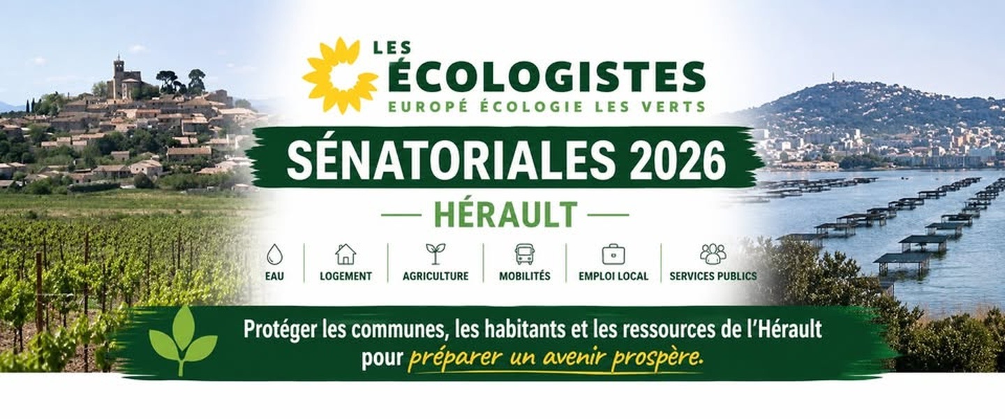 Visuel de campagne des Écologistes pour les élections sénatoriales 2026 dans l'Hérault